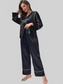 Contrast Piping Button-Up Top and Pants Pajama Set nicholesgifts