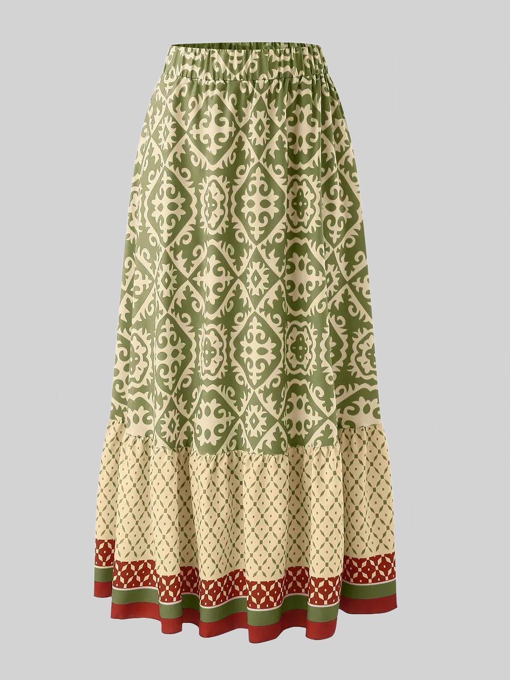 Geometric Elastic Waist Maxi Skirt nicholesgifts