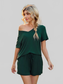 V-Neck Short Sleeve Top and Pocketed Shorts Lounge Set nicholesgifts