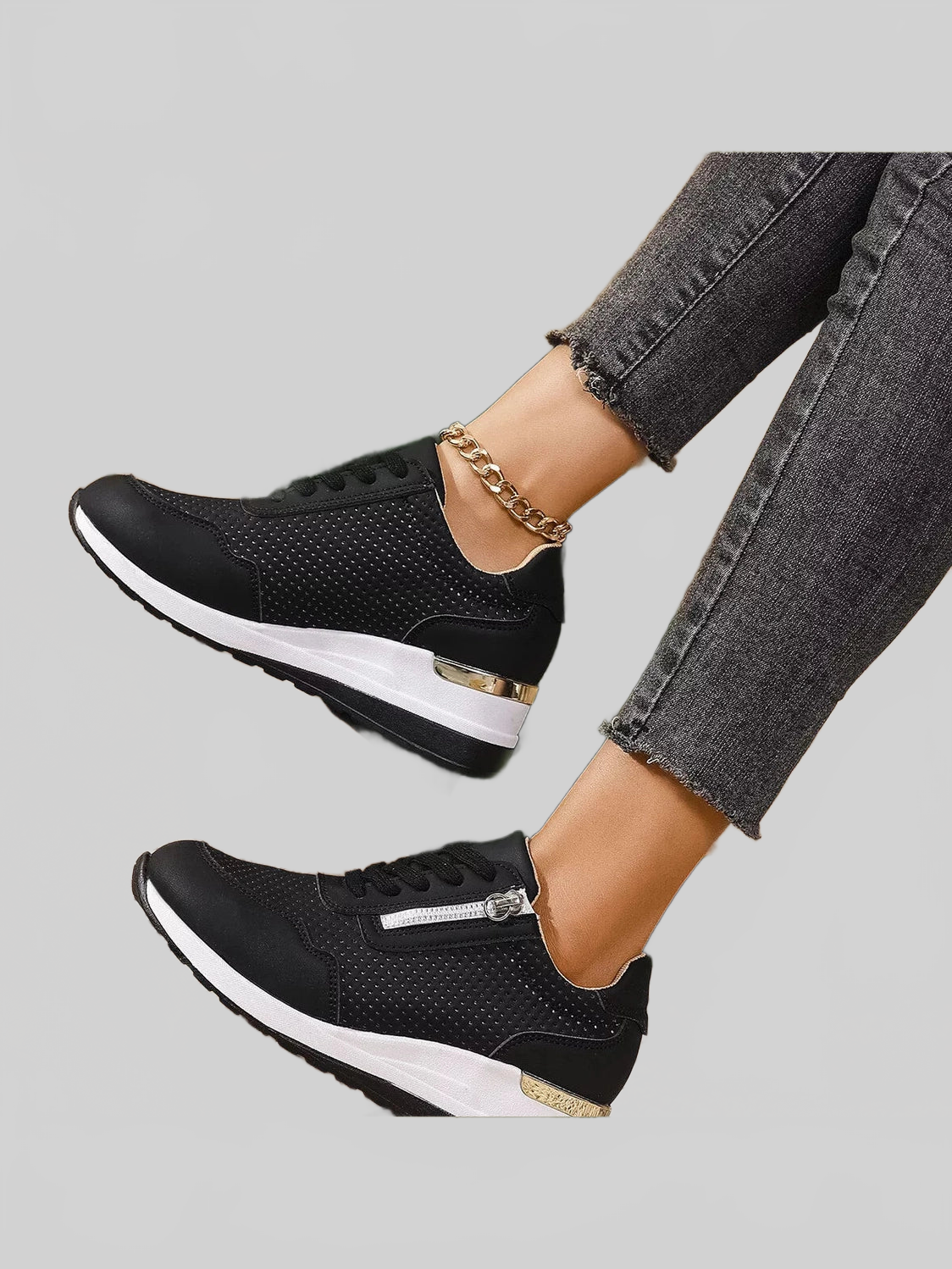 Lace Up Wedge Sneakers nicholesgifts