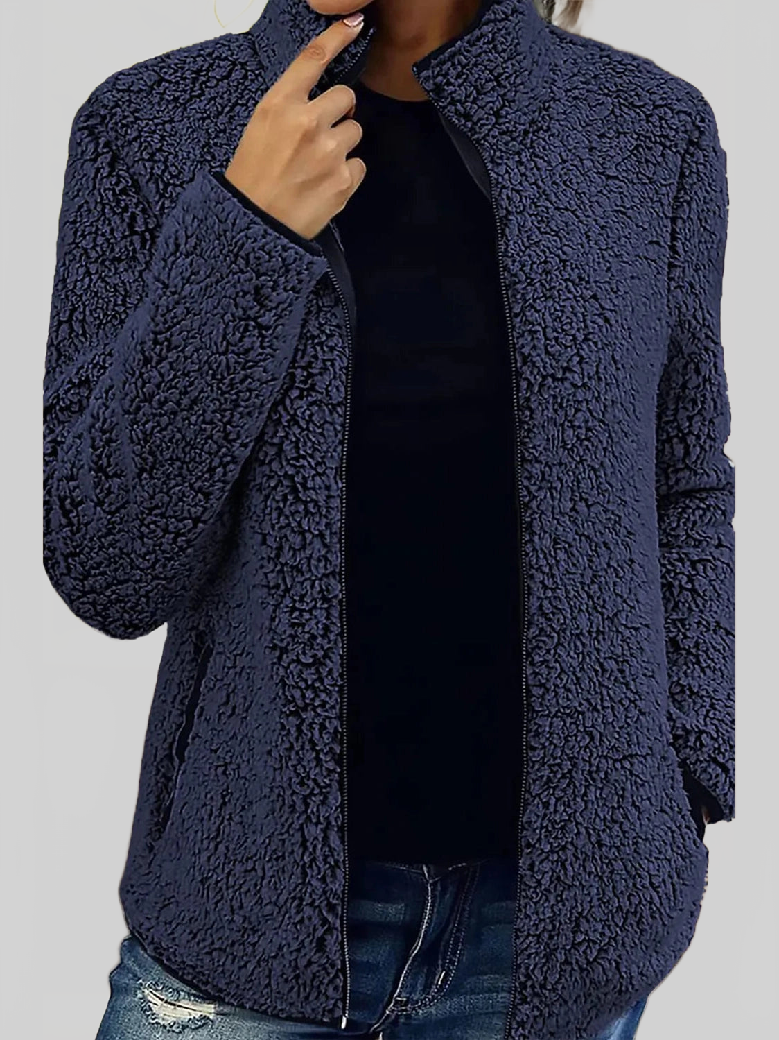 Pocketed Zip Up Turtleneck Jacket nicholesgifts