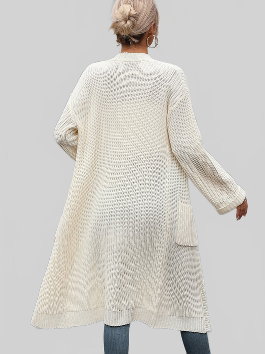 Dropped Shoulder Long Sleeve Cardigan with Pocket nicholesgifts