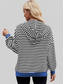 Women Drawstring Striped Zip Up Long Sleeve Hoodie nicholesgifts