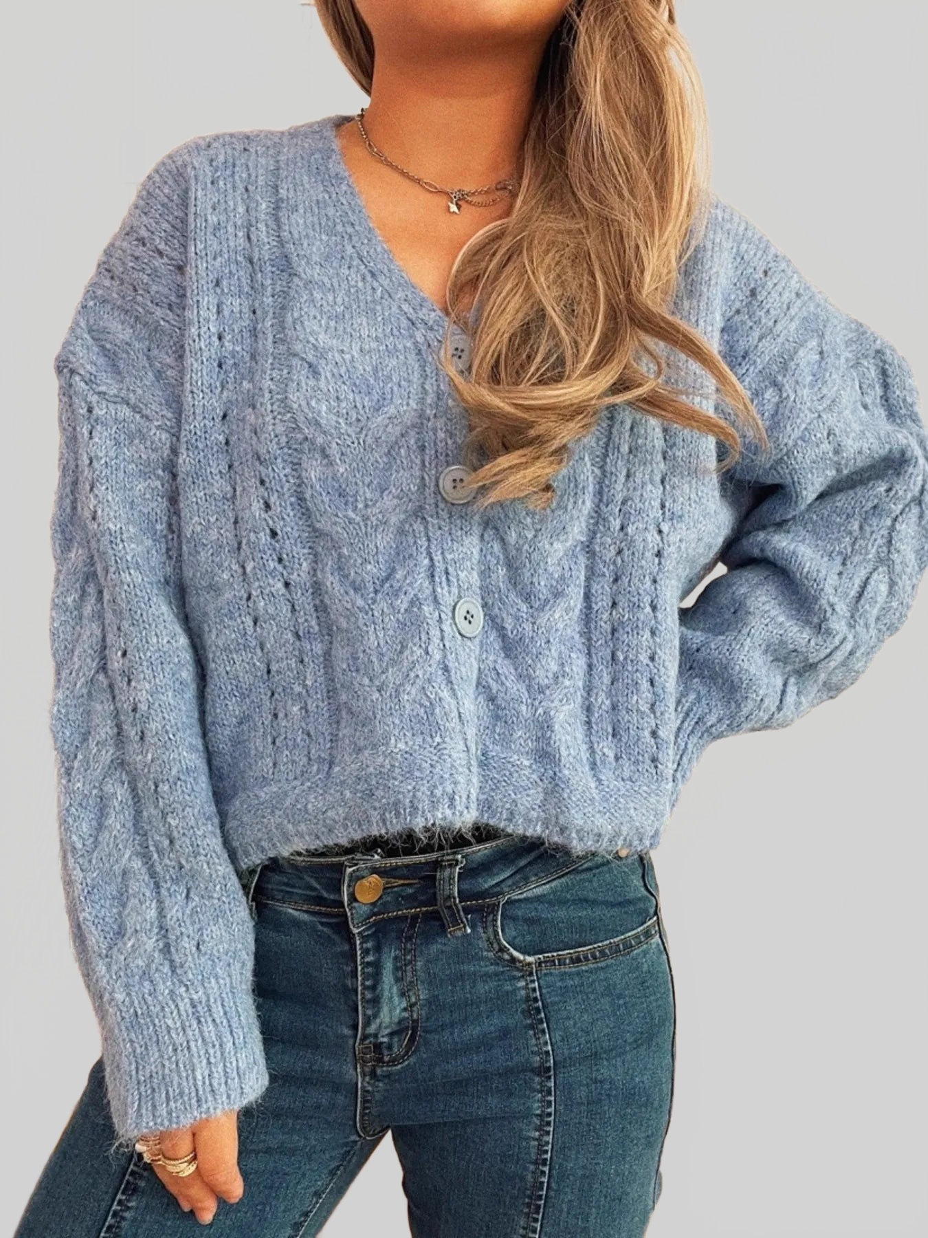 Cable Knit Button-Up Cardigan nicholesgifts