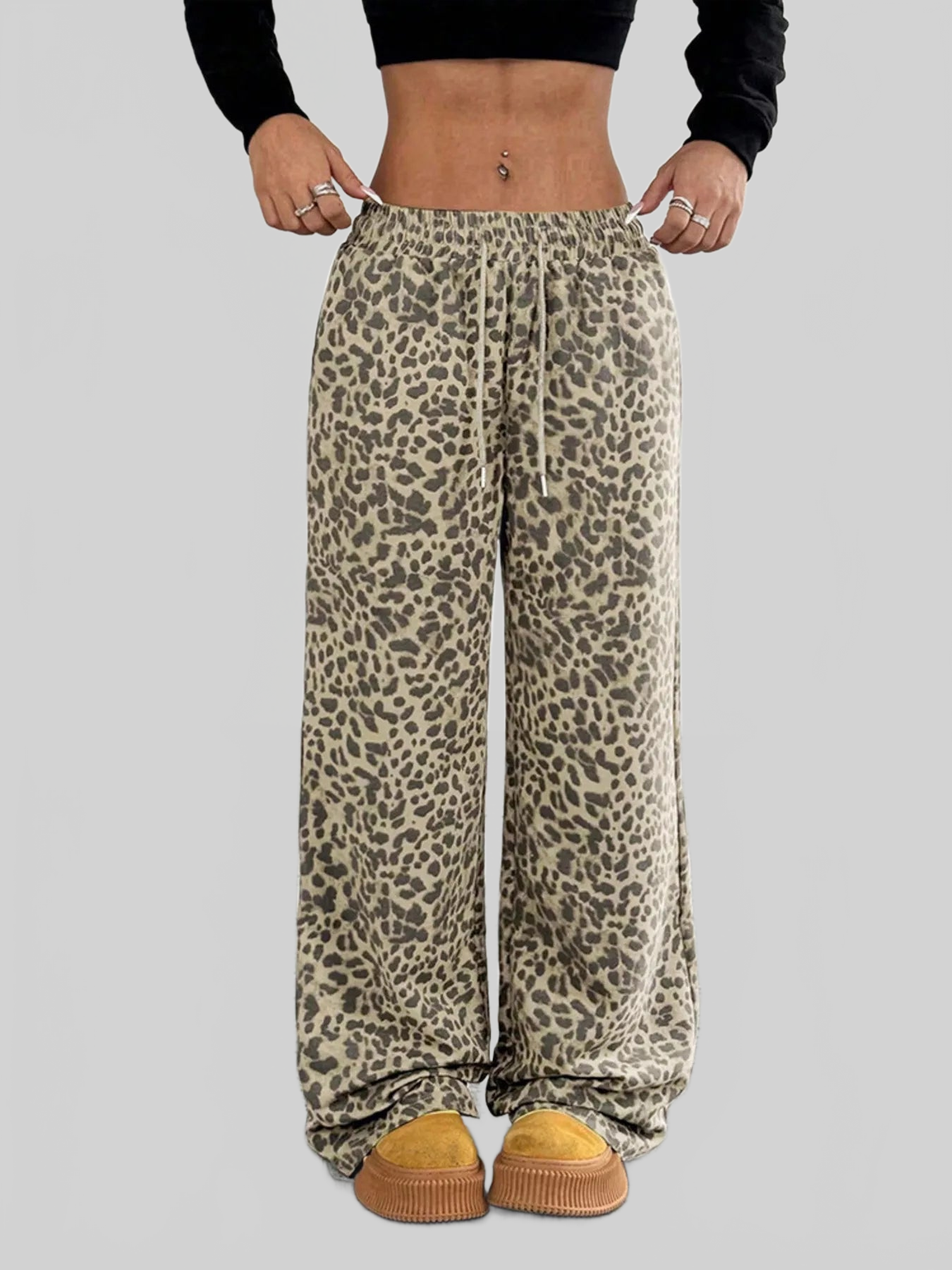 Women Full Size Leopard Print Wide Leg Pants Plus Size nicholesgifts