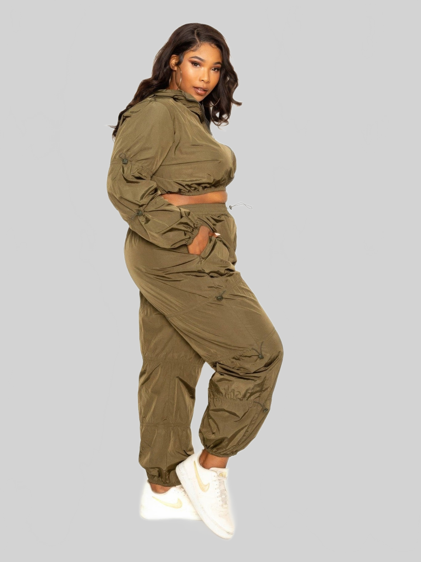 Women Active Zip Up Set With Cord Lock Detail nicholesgifts