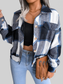 Plaid Collared Neck Long Sleeve Jacket nicholesgifts