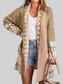 Women Geometric Open Front Long Sleeve Cardigan Sweater nicholesgifts