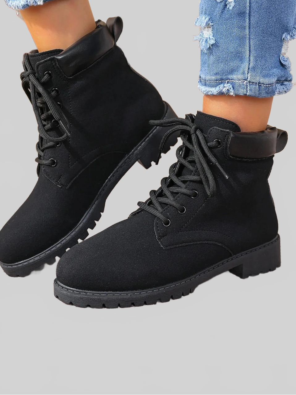 Women Lace Up Block Heel Boots NicholesGifts