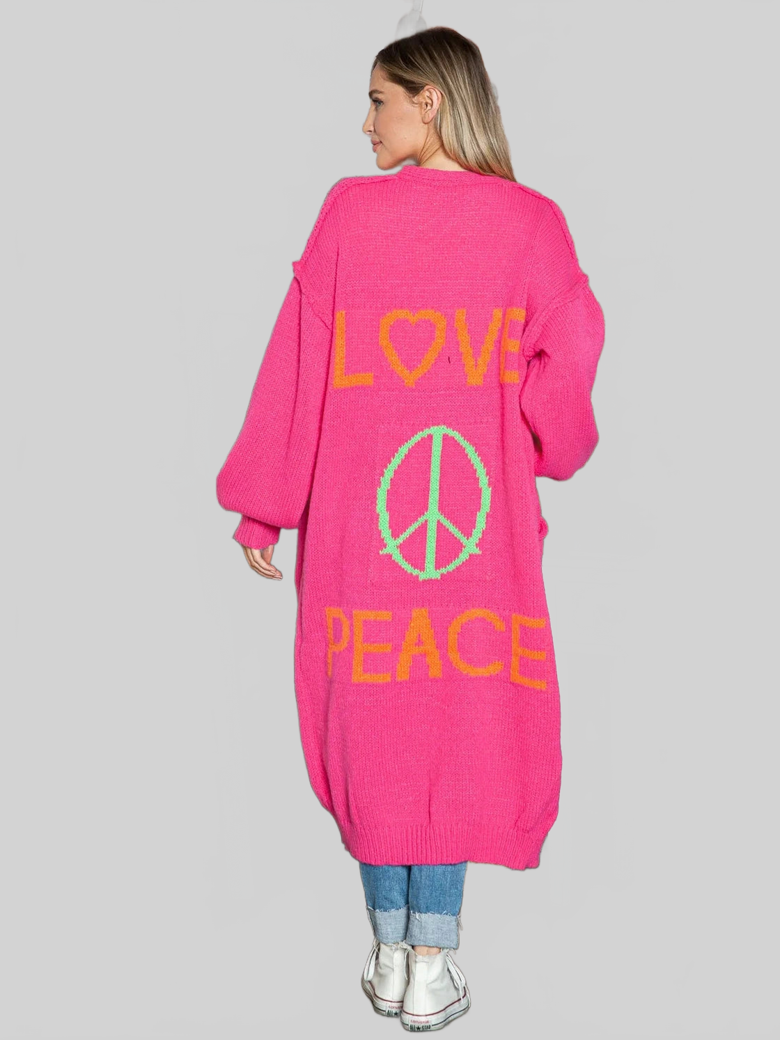 Letter Dropped Shoulder Long Sleeve Cardigan nicholesgifts