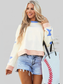 Women Star Contrast Round Neck Long Sleeve Sweatshirt nicholesgifts