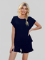 Round Neck Short Sleeve T-Shirt and Drawstring Shorts Lounge Set nicholesgifts