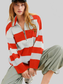 Women Striped Half-Zip Oversized Sweatshirt nicholesgifts