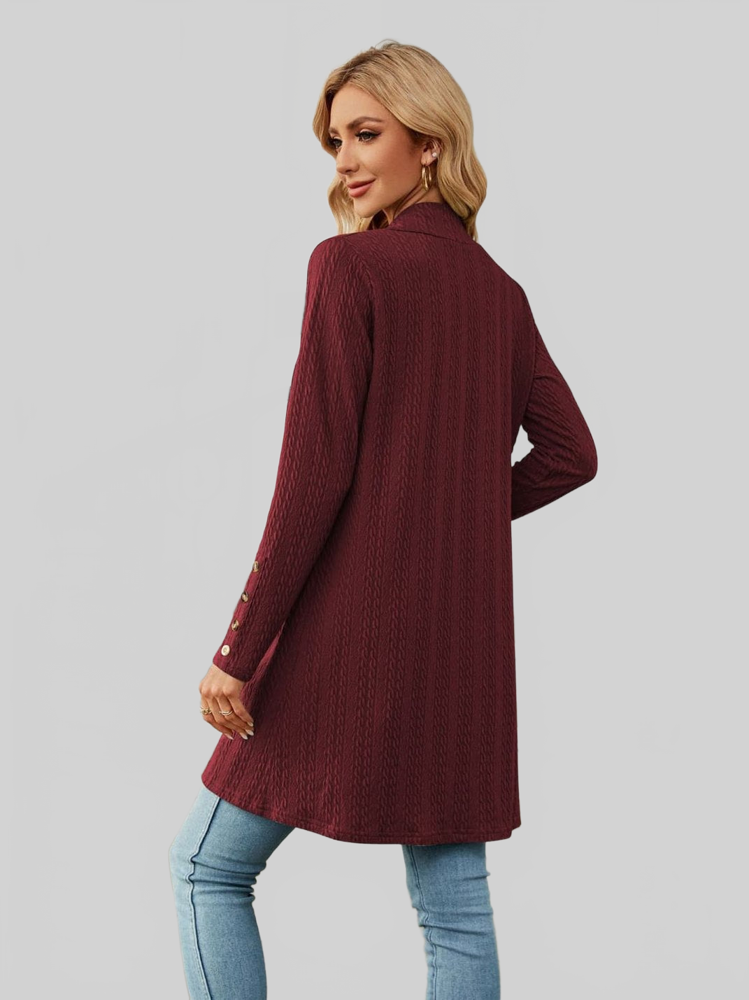 Long Sleeve Open Front Cardigan nicholesgifts