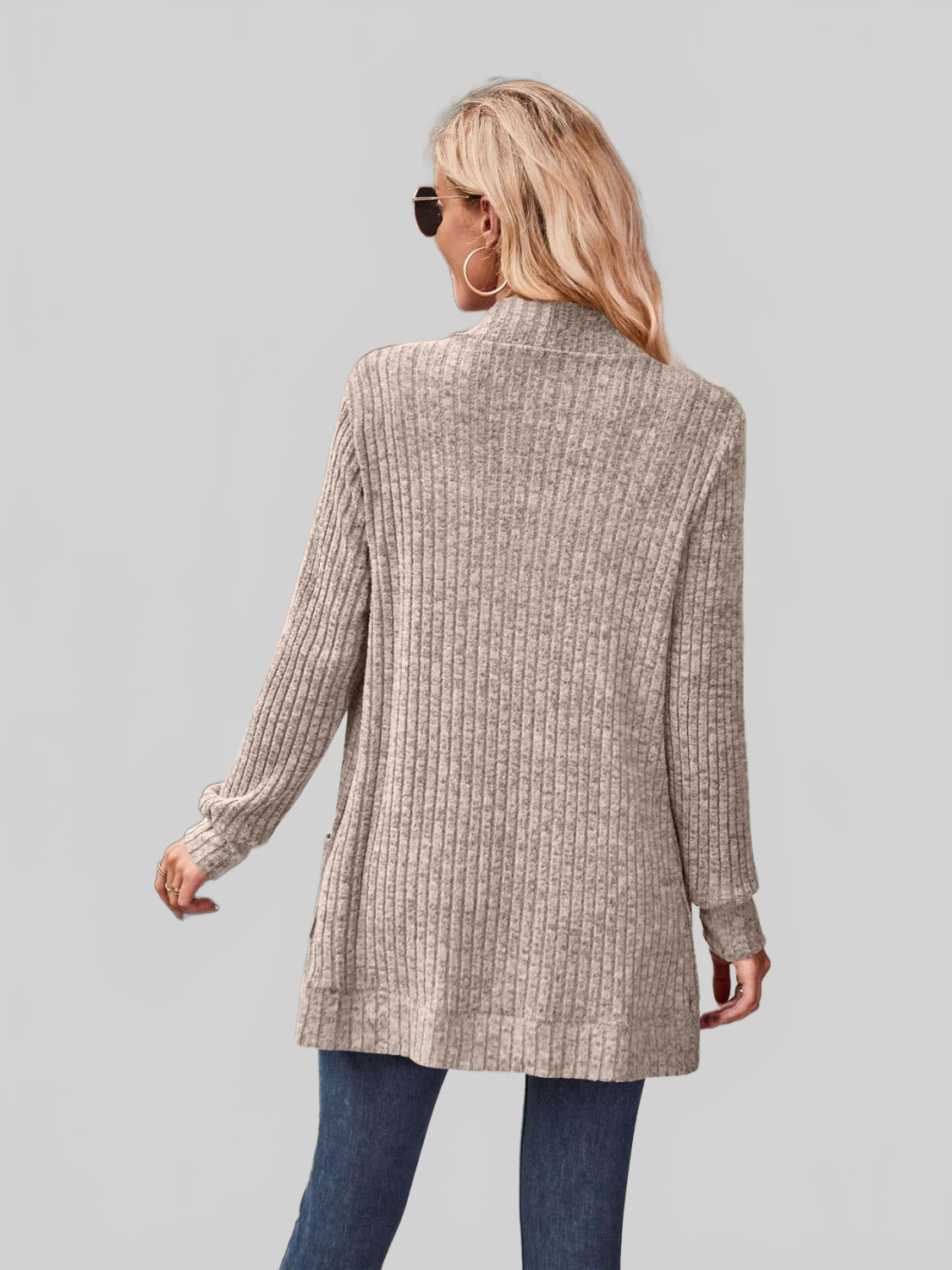 Women Open Front Cardigan with Pockets nicholesgifts