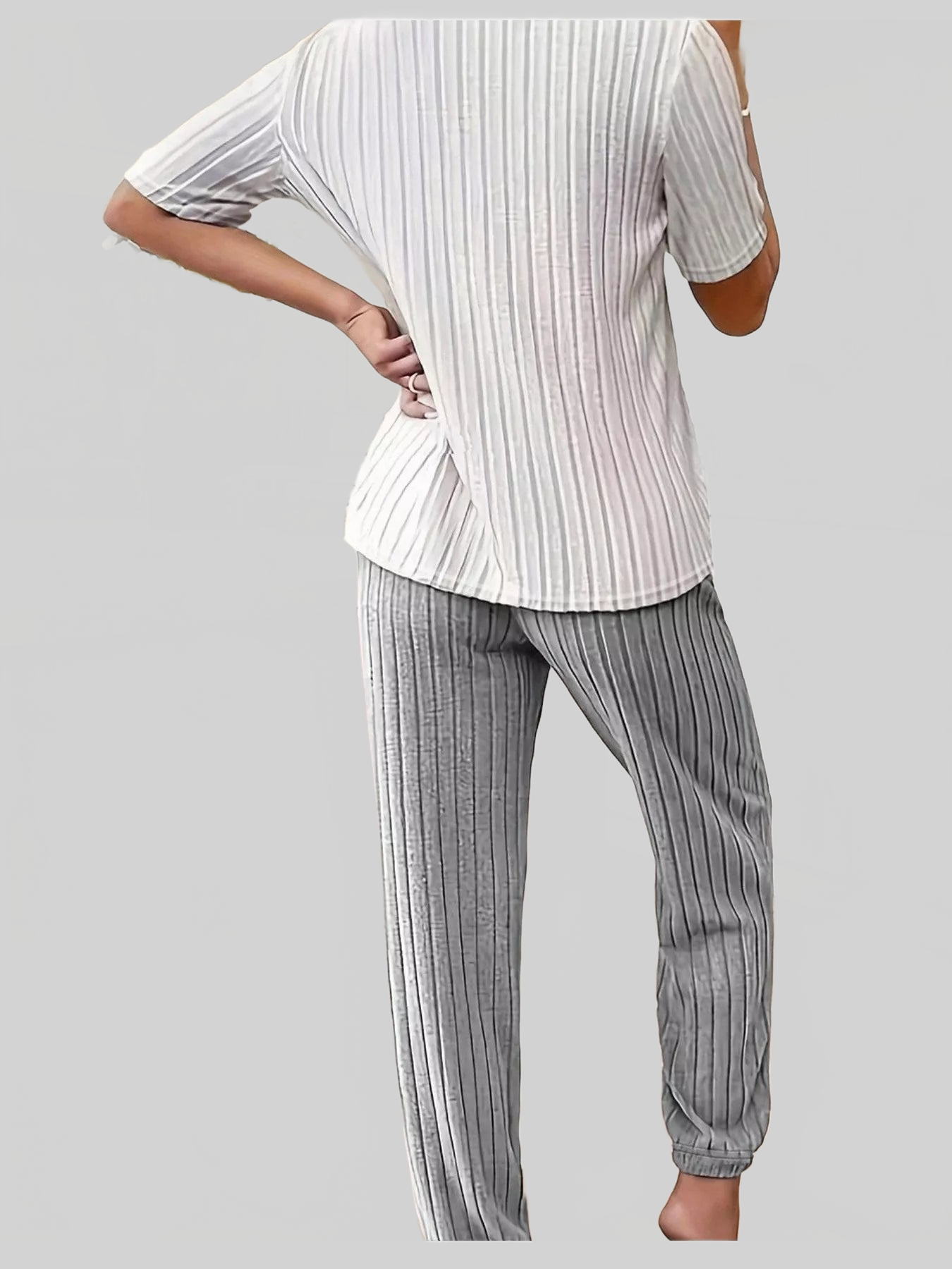 Heart Ribbed Knit Top and Pants Lounge Set nicholesgifts