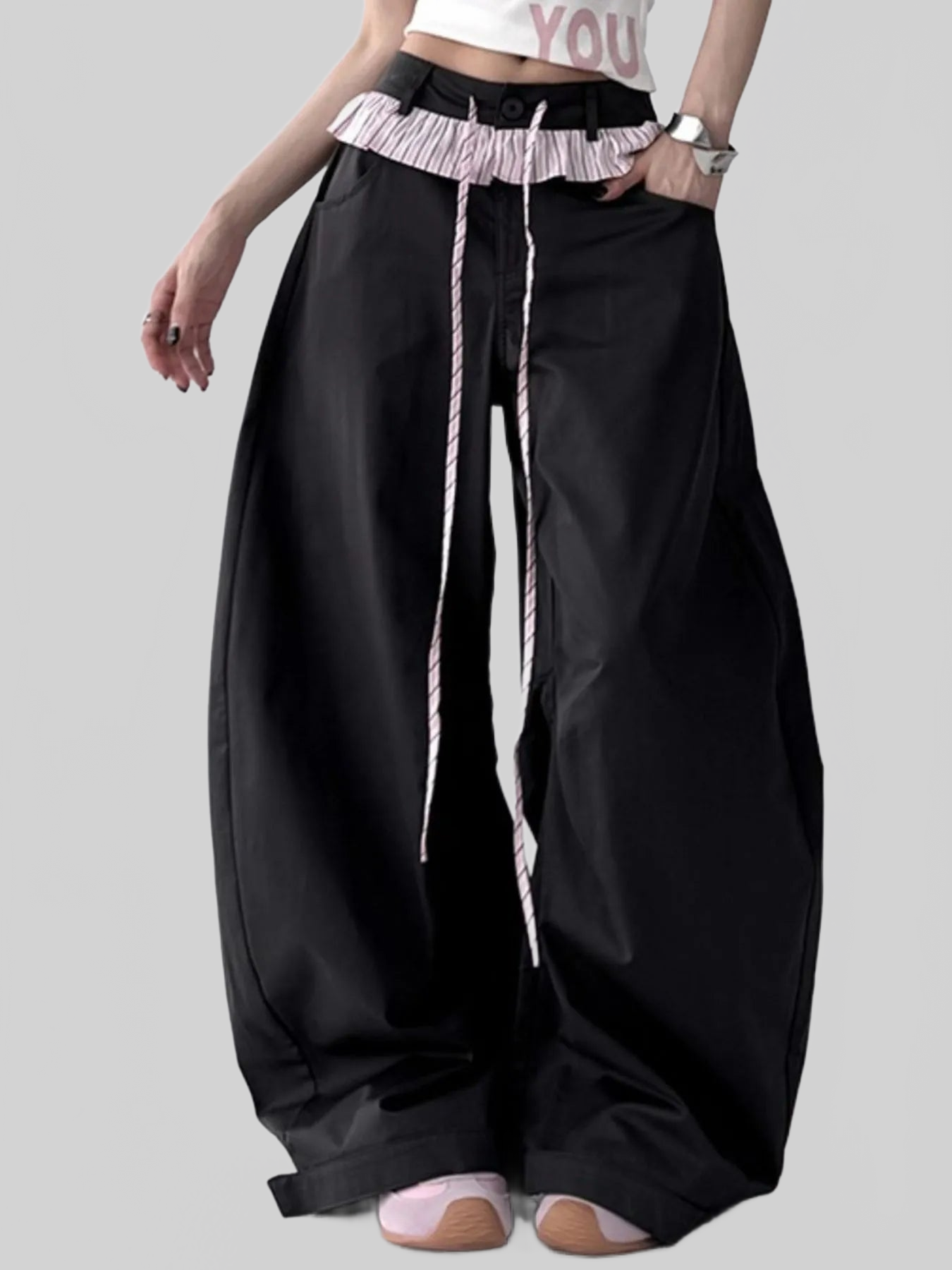 Women Wide Leg Drawstring Casual Pants nicholesgifts