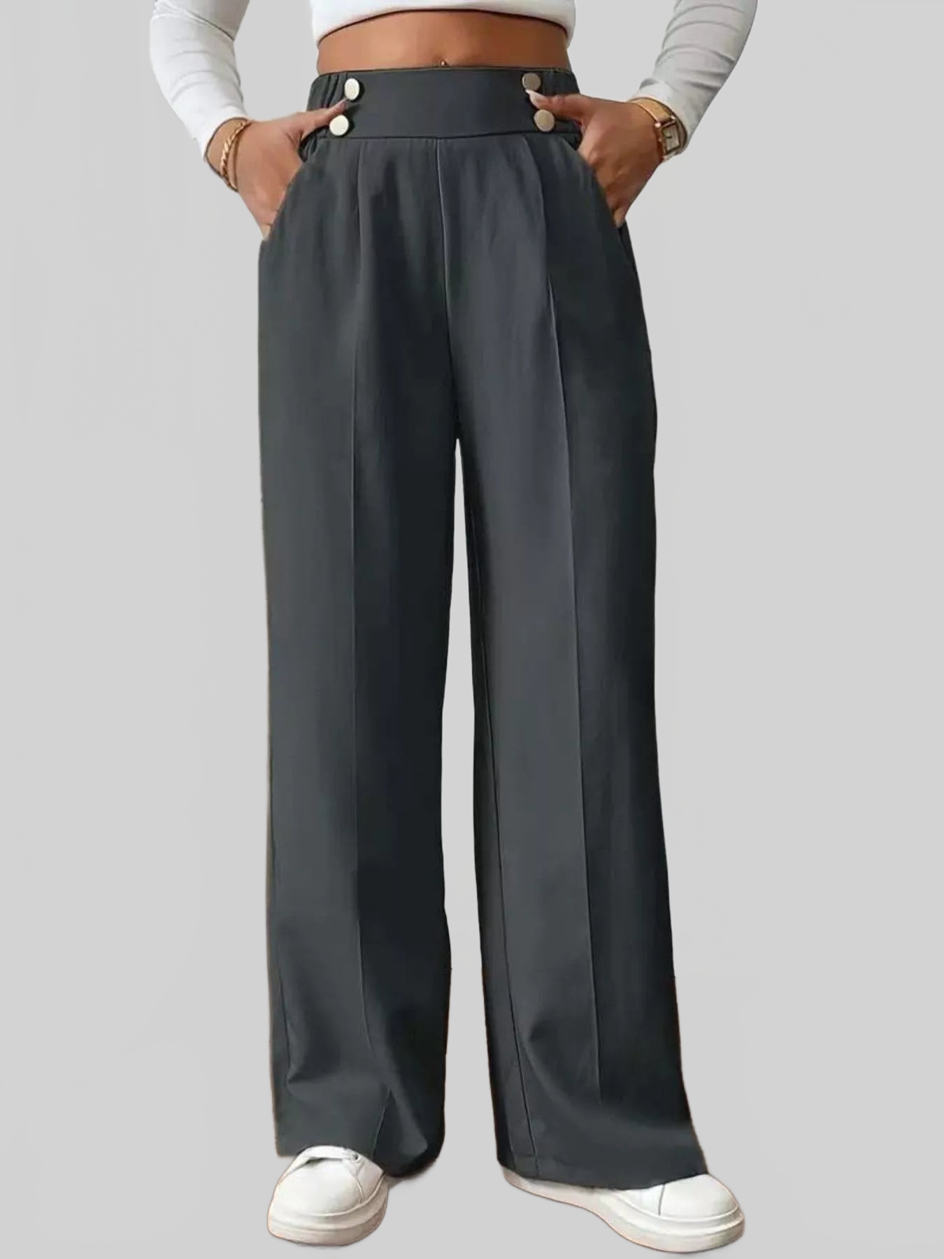 Women Full Size High-Waisted Wide-Leg Pants Plus Size nicholesgifts