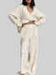 Floral Print Button-Down Top and Pants Lounge Set nicholesgifts