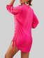 Women Texture Drawstring Half Sleeve Blouse nicholesgifts