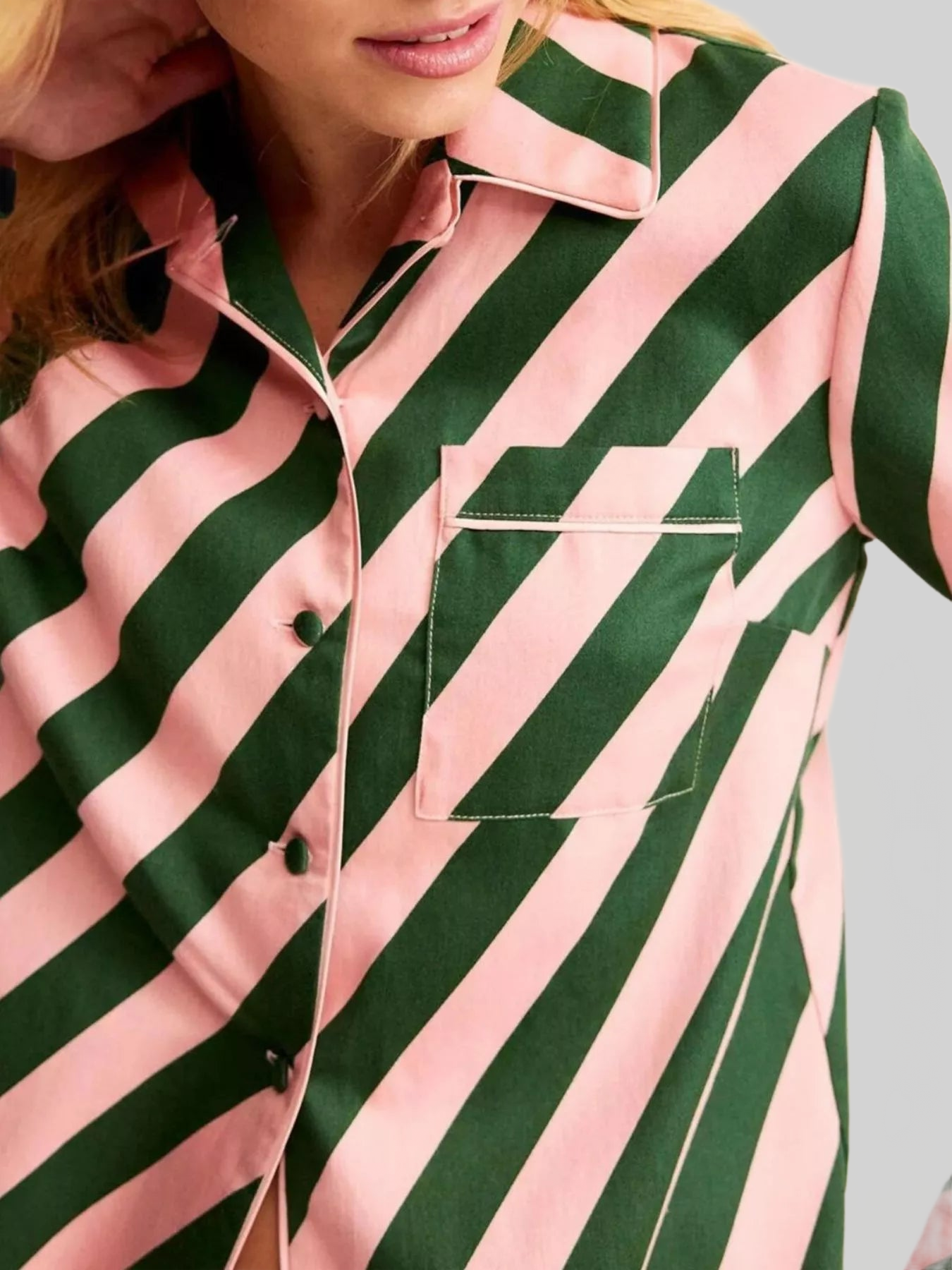Striped Long Sleeve Shirt and Pants Lounge Set nicholesgifts