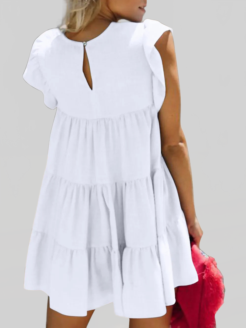 Ruched Round Neck Cap Sleeve Mini Dress nicholesgifts