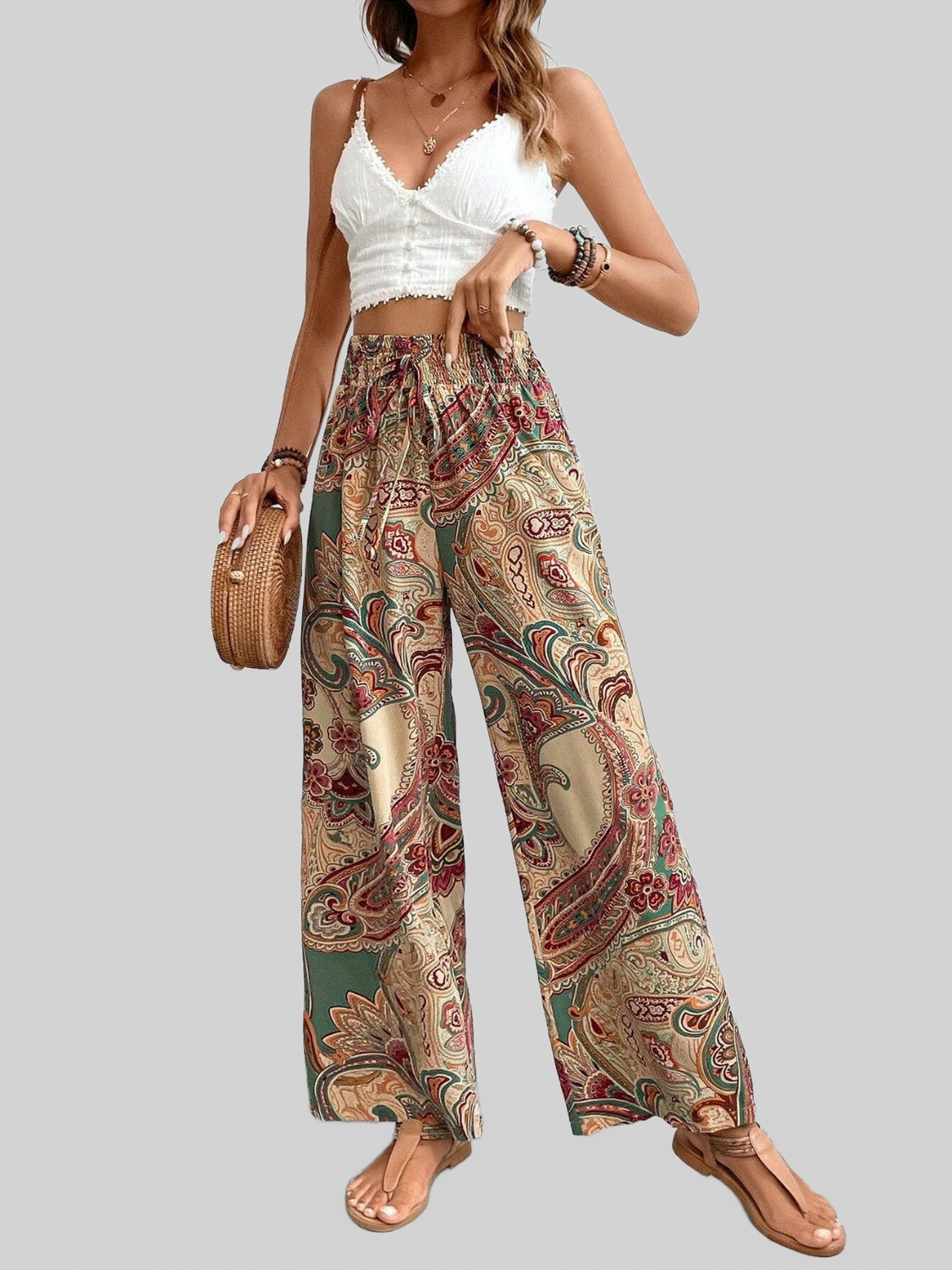 Women Printed Wide Leg Pants NicholesGifts