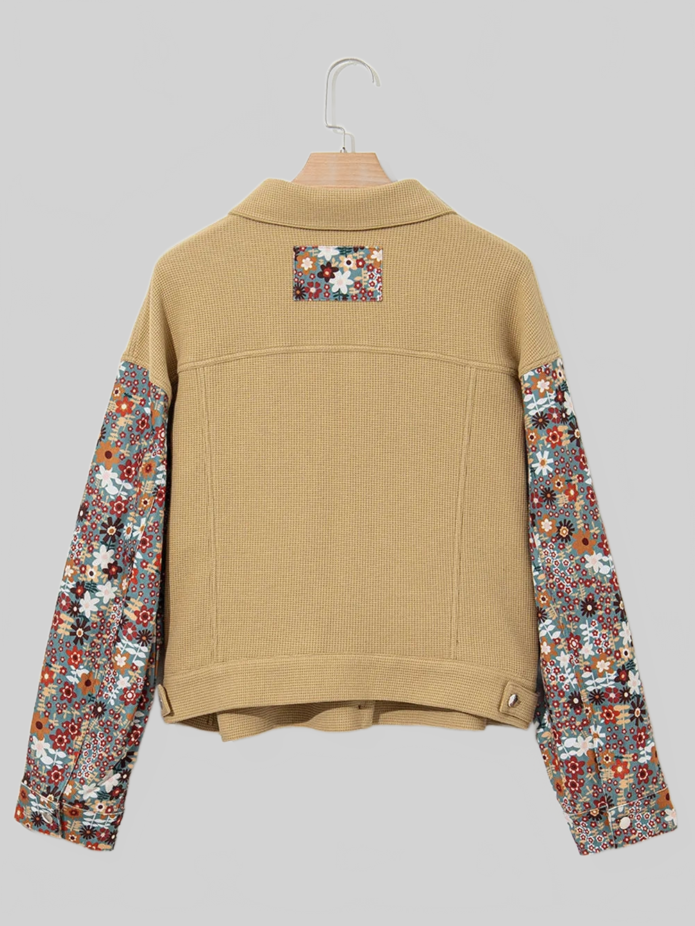 Printed Collared Neck Long Sleeve Jacket nicholesgifts