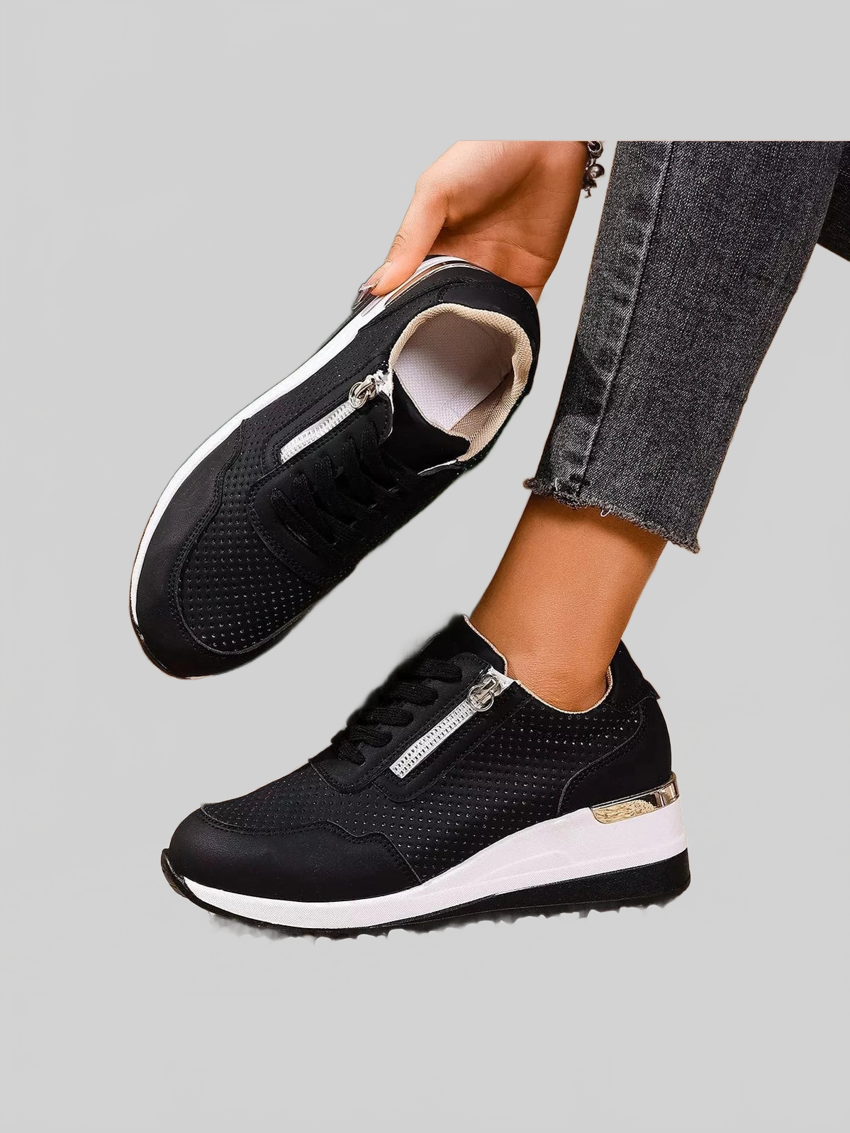 Lace Up Wedge Sneakers nicholesgifts