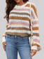 Women Striped Round Neck Hollowed Sweater NicholesGifts