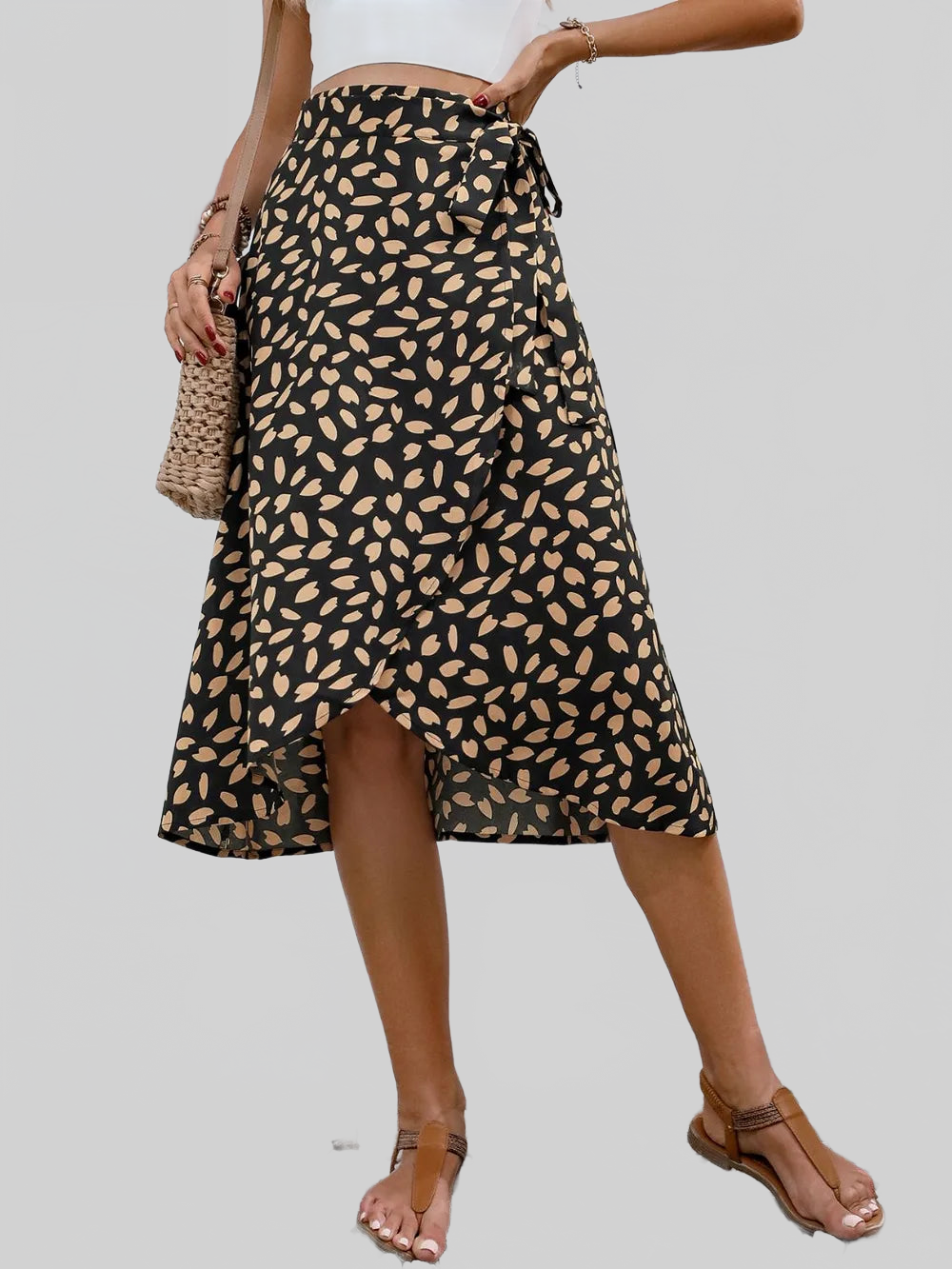 Tied Slit Printed Skirt nicholesgifts