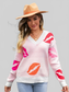 Women Angel Wings Lip V-Neck Drop Shoulder Sweater NicholesGifts