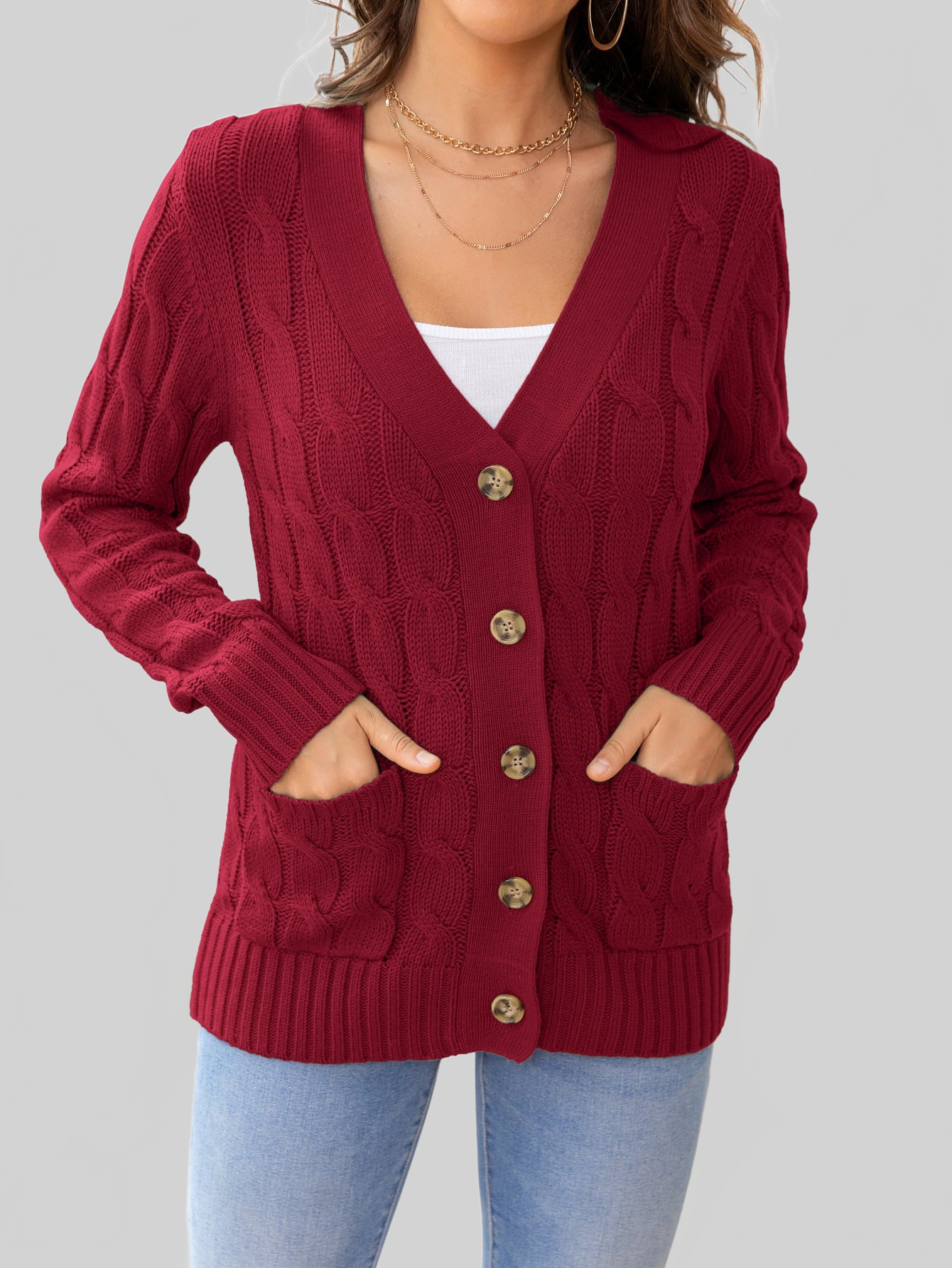 Button Down Cable-Knit Cardigan nicholesgifts