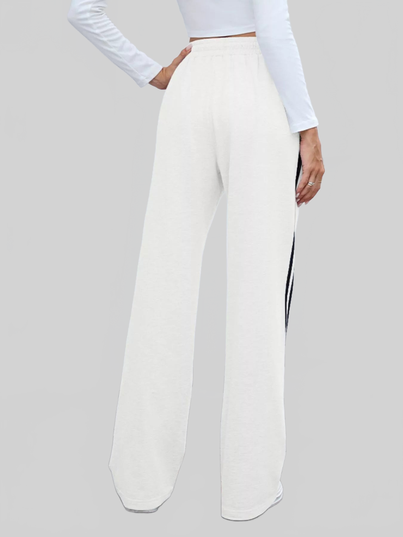Women Side Striped Wide Leg Pants nicholesgifts