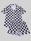 Checkered Print Button Up Top and Shorts Lounge Set nicholesgifts