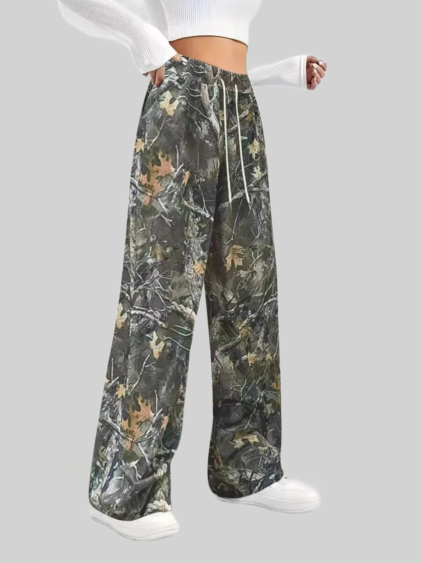 Women Relaxed Fit Camo Print Drawstring Waist Pants nicholesgifts