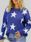 Star Pattern Round Neck Pullover Sweater nicholesgifts