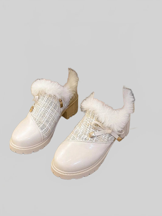 Round Toe Block Heels Boots nicholesgifts