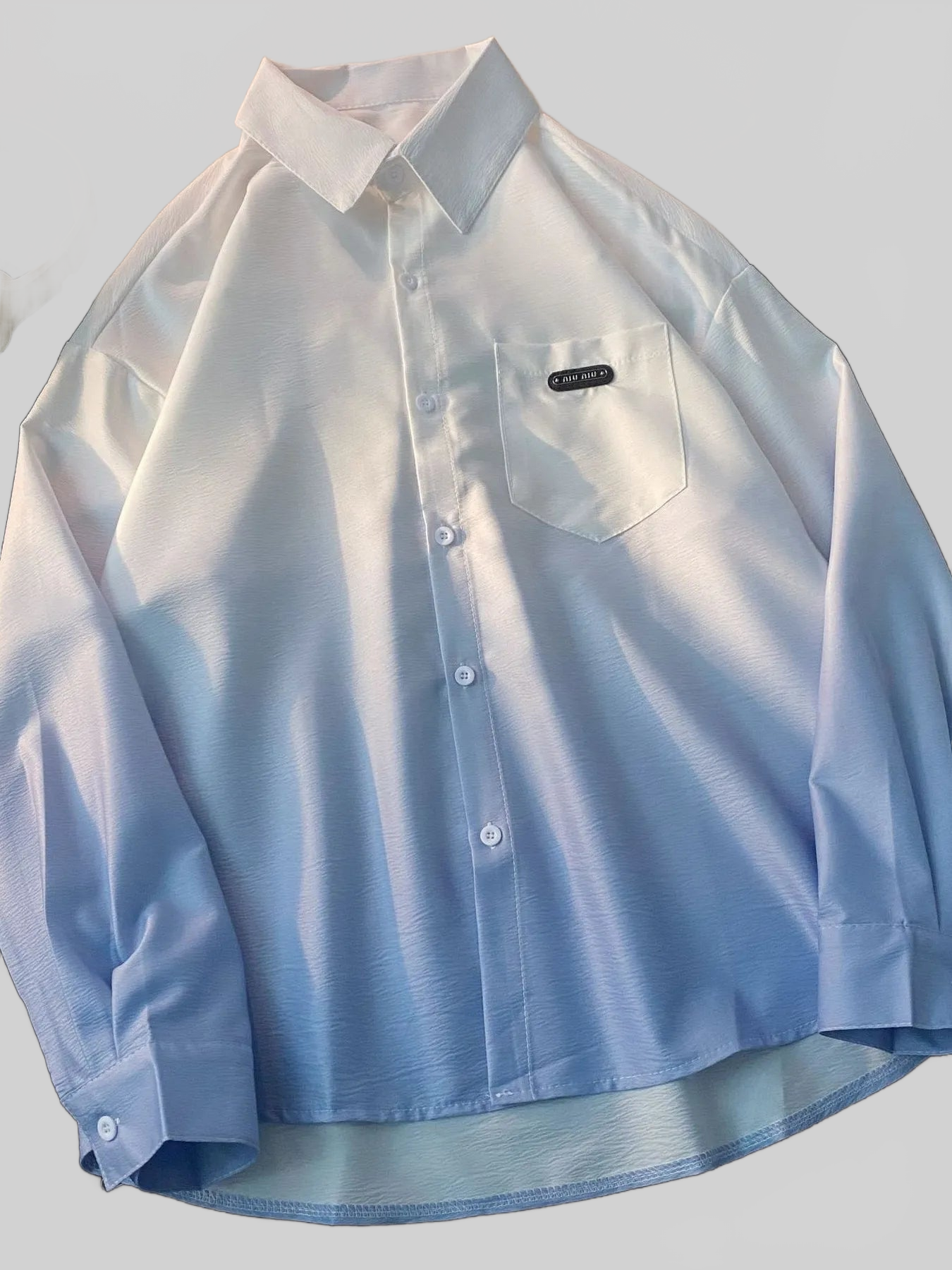 Men's Plus Size Gradient Long Sleeve Button-Up Shirt nicholesgifts