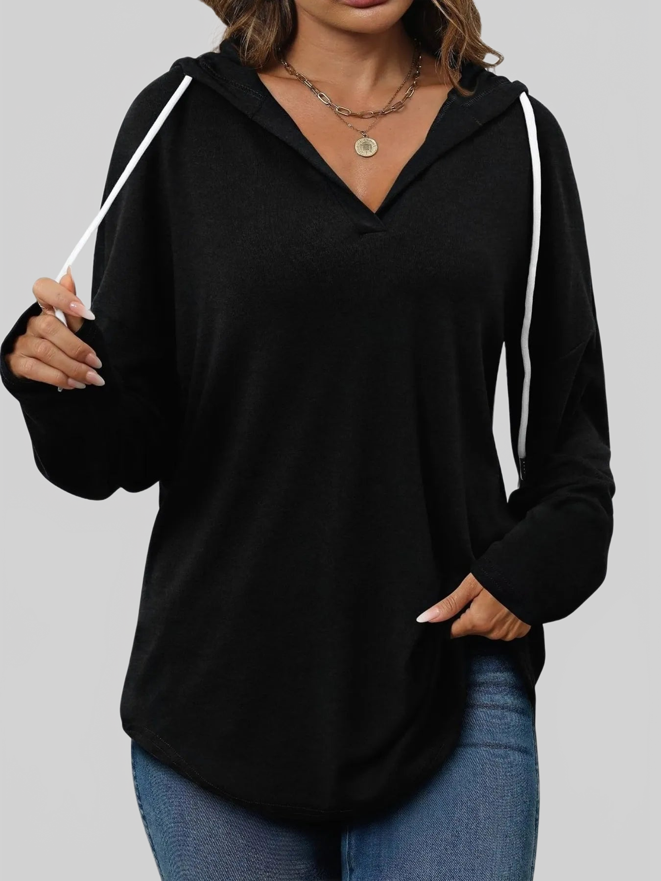 Full Size Drawstring Long Sleeve Hoodie Plus Size NicholesGifts