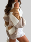 Women Color Block Drop Shoulder Cardigan Sweater NicholesGifts