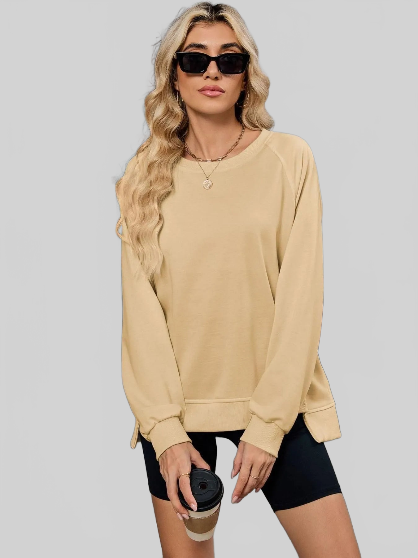 Round Neck Long Sleeve Sweatshirt nicholesgifts