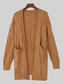 Women Cable-Knit Dropped Shoulder Slit Cardigan nicholesgifts