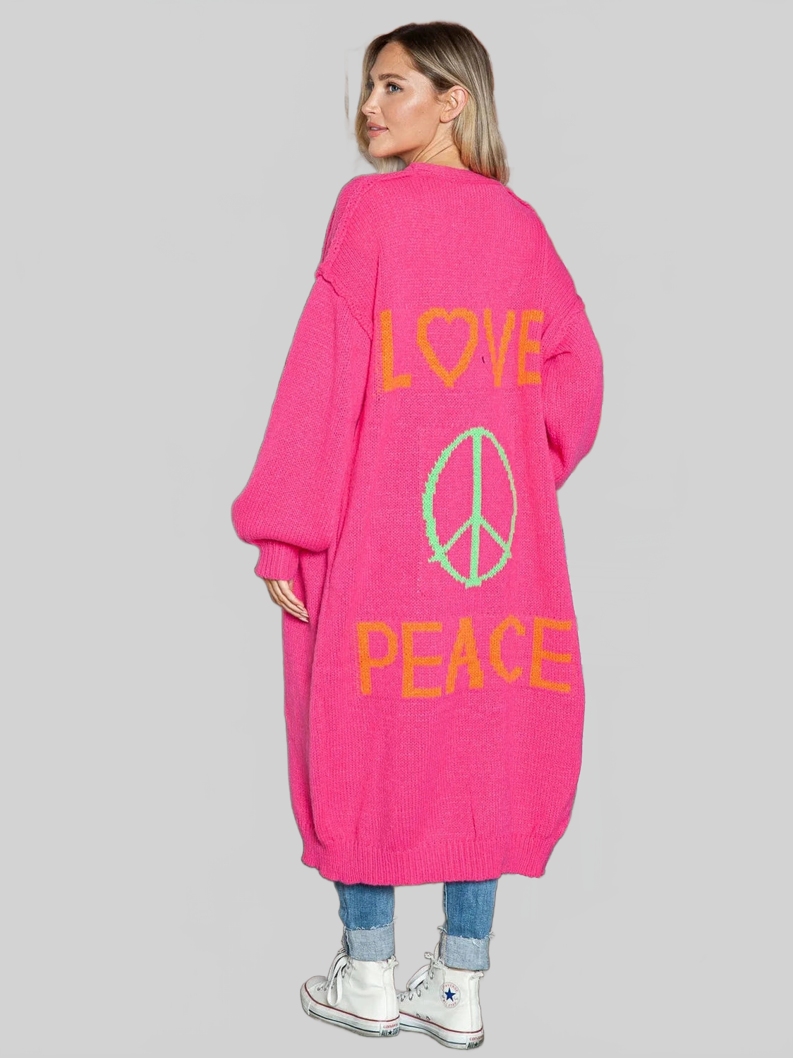 Letter Dropped Shoulder Long Sleeve Cardigan nicholesgifts