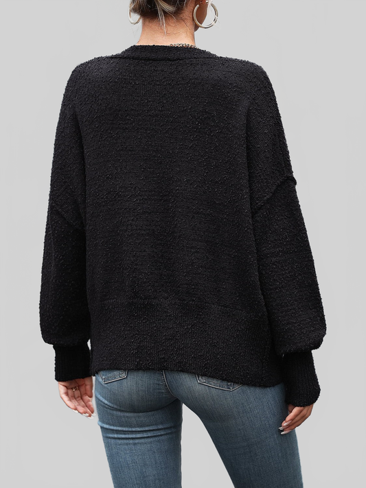 Button-Up Dropped Shoulder Cardigan nicholesgifts