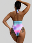Women Tie-Dye Halter Neck One-Piece Swimsuit nicholesgifts