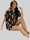 Printed Button Up Short Sleeve Top and Shorts Lounge Set nicholesgifts