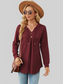 Women Decorative Button Drawstring Long Sleeve Hoodie nicholesgifts