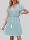 Women Tassel V-Neck Short Sleeve Summer Dress nicholesgifts