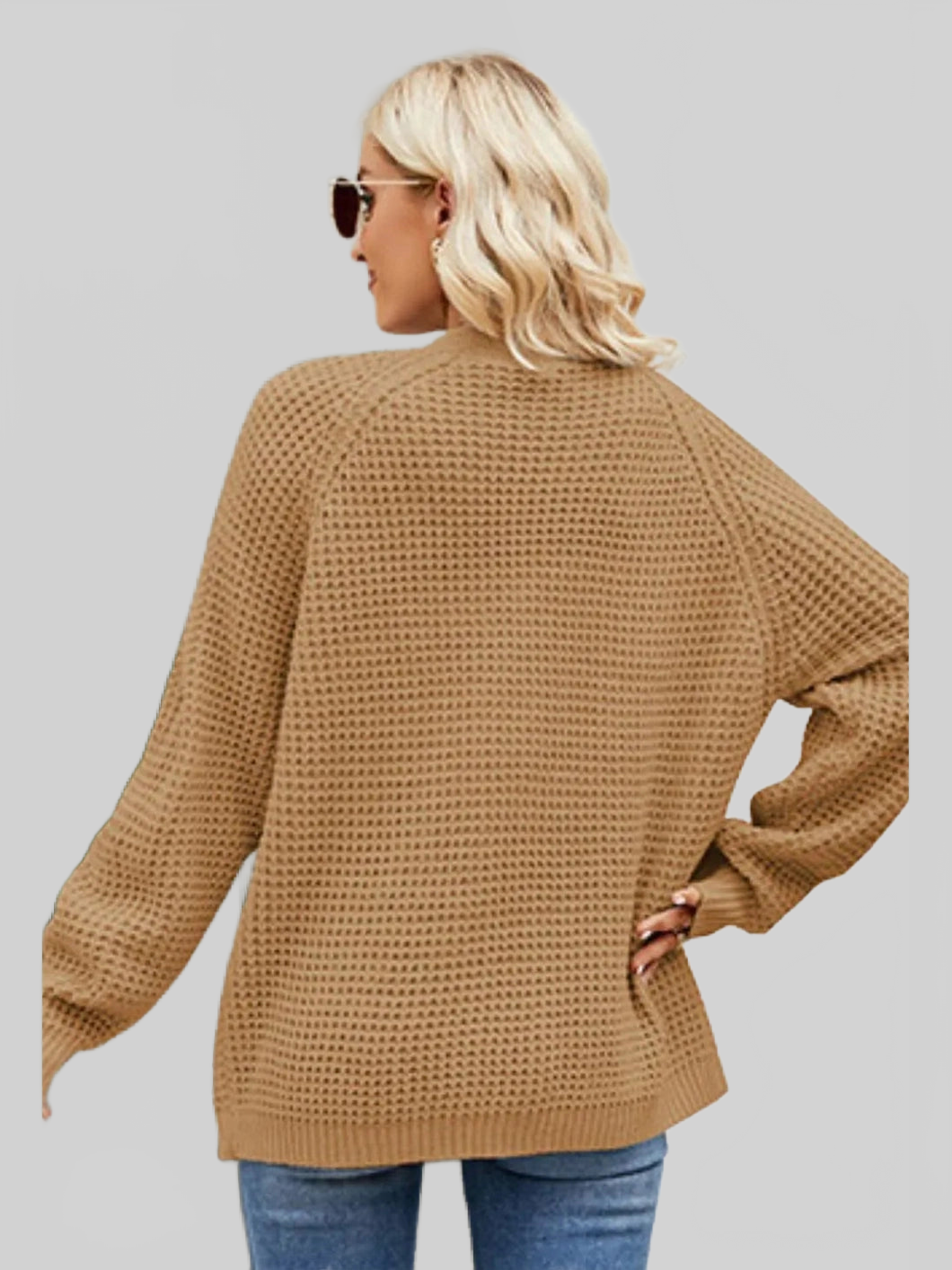 Women Open Front Raglan Sleeve Pocketed Cardigan nicholesgifts